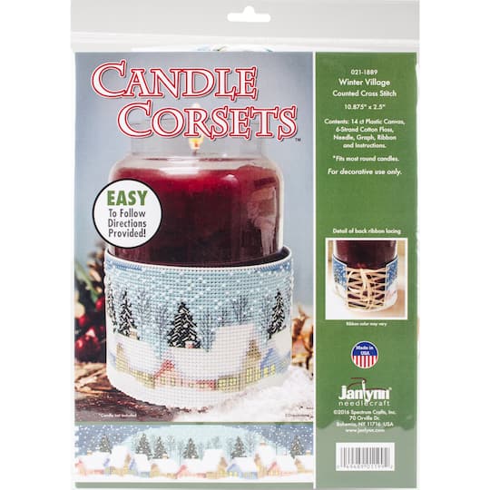 Janlynn&#xAE; Snowy Town Candle Corset Counted Cross Stitch Kit